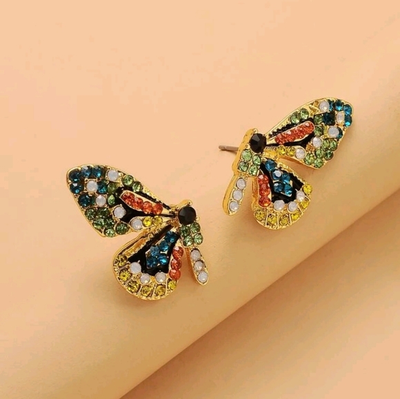 Butterfly Rhinestone Studs - Picture 2 of 3